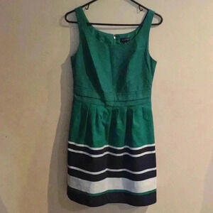 The Limited Preppy Green and navy‎ stripe sleeveless dress size 6